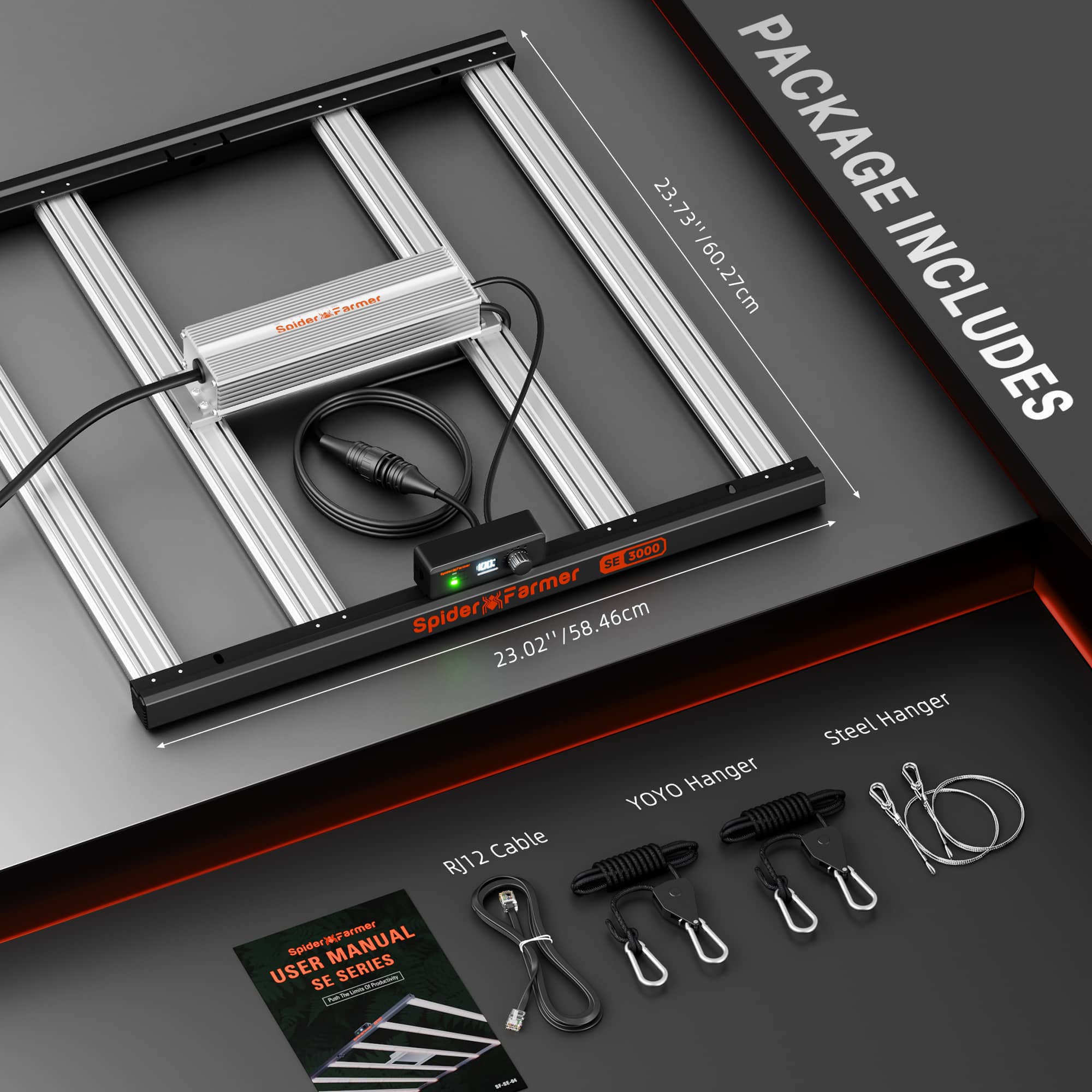 Spider Farmer SE3000 EVO de 300w — dimensions de l’emballage