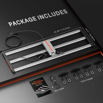 Spider Farmer SE4500 EVO 320 W — package contents and dimensions